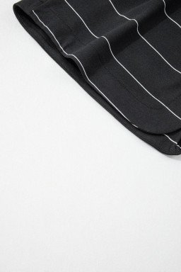 Black Stripe Half Sleeve Tee Drawstring Shorts 2pcs Set