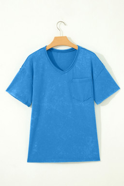 Blue Cotton Mineral Wash T Shirt