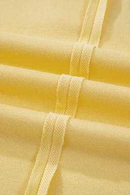 Yellow Cream Solid Color Polo Tee Elastic Waist Shorts Plus Size Outfit