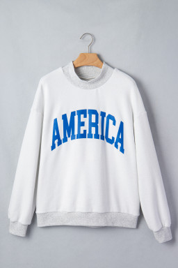 Light Grey Mock Neck Reversible USA/America Graphic Sweatshirt