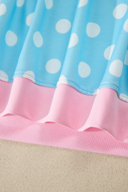 Sky Blue Polka Dot Short Sleeve Top and Pants Set