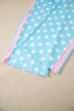 Sky Blue Polka Dot Short Sleeve Top and Pants Set