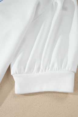 White Striped Frilled Collar Short Sleeve Blouse