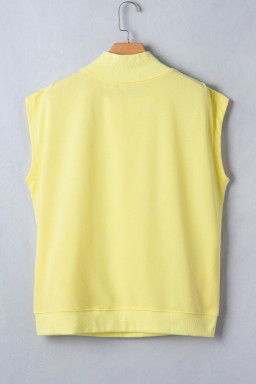 Yellow Vibrant Fishes Striped Pattern High Neck Short Sleeve Top