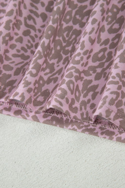 Pink Leopard Retro Studded Star Patch Loose Tee