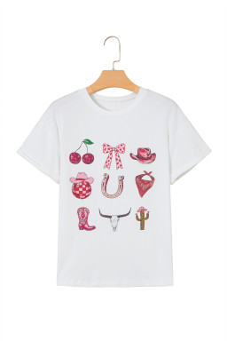 White Coquette Cowgirl Elements Printed Relaxed Tee