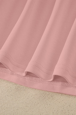 Pink Solid Color High Neck Oversize Tee