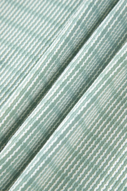 Green Stripe Raised Rib Loose Tee Drawstring Elastic Waist 2pcs Short Set