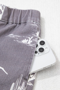 Gray Wild West Riding Vintage Printed Shift Jeans