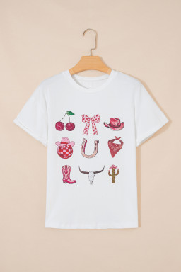 White Coquette Cowgirl Elements Printed Relaxed Tee