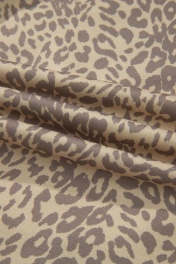 Khaki Leopard Retro Studded Star Patch Loose Tee