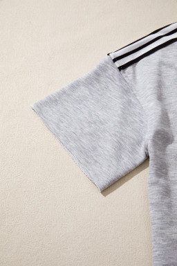 Light Grey Patchwork Detail Raw Edge Oversize Tee