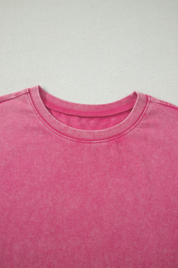 Rose Red Mineral Washed Oversized Tee