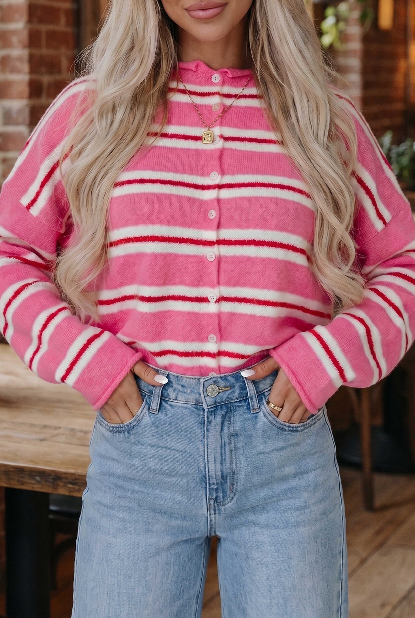 Pink Stripe Cardigans