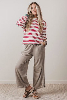 Red Stripe Long Sleeve Tops