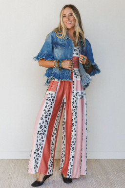 Blue Ruffle Hem Raw Edge Half Sleeve Western Denim Jacket