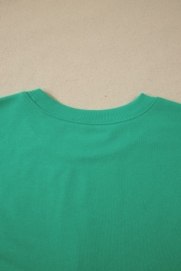 Sea Green Solid Color Loose Tee Drawstring Shorts 2pcs Outfit
