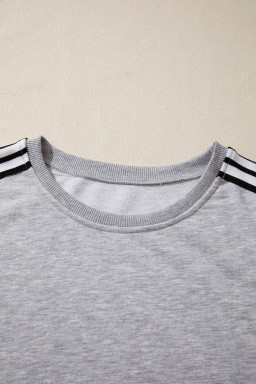 Light Grey Patchwork Detail Raw Edge Oversize Tee