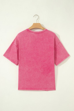 Rose Red Mineral Washed Oversized Tee