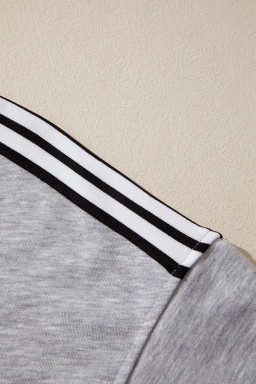 Light Grey Patchwork Detail Raw Edge Oversize Tee