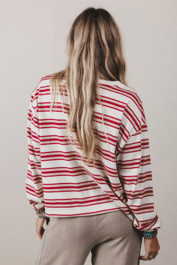 Red Stripe Long Sleeve Tops