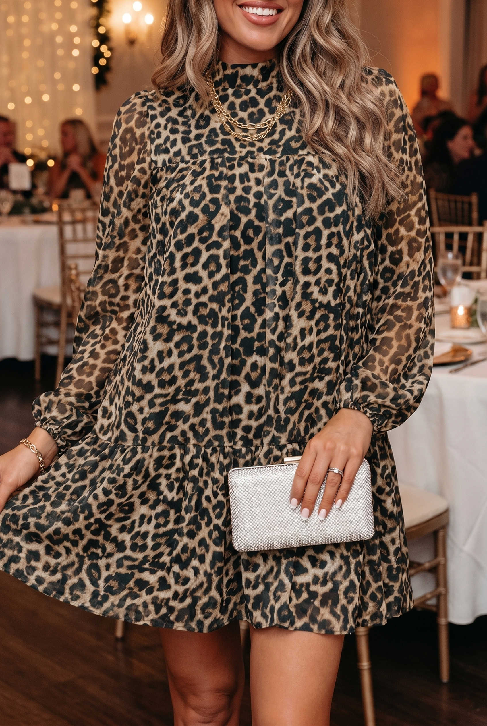 Brown Spotted And Chic Leopard Mini Dress