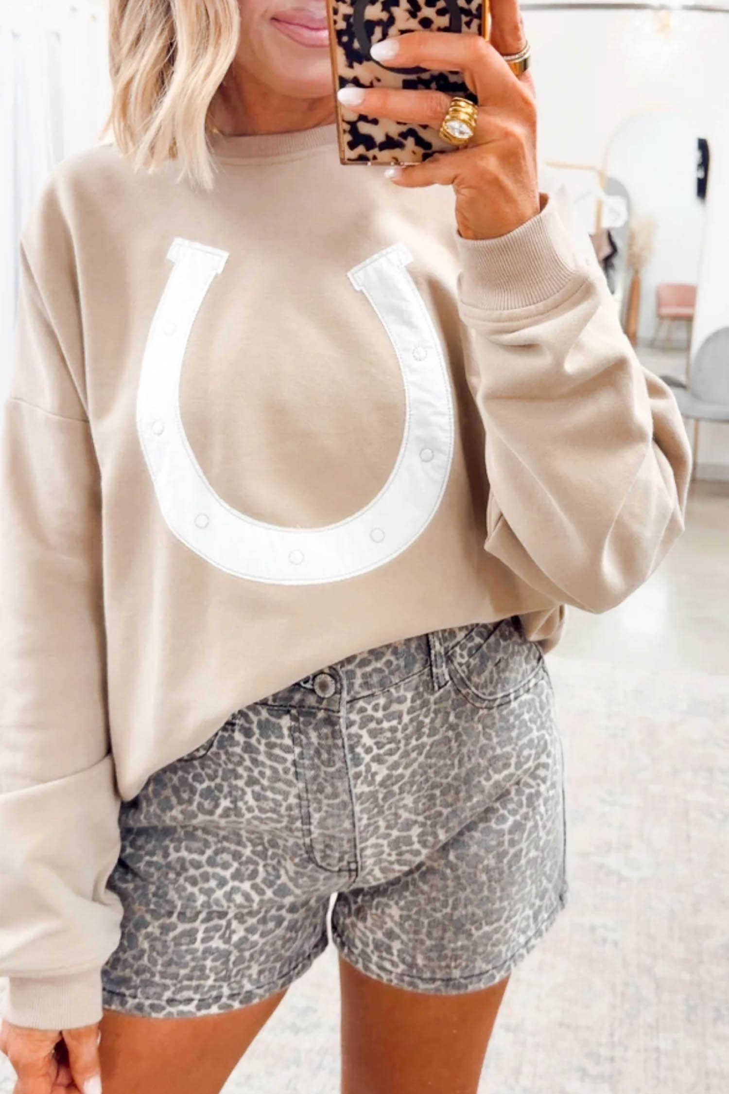 Parchment Western-Style Pullover Sweatshirt