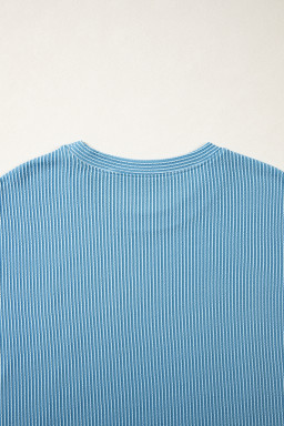 Beau Blue USA Graphic Half Sleeve Loose Ribbed Top