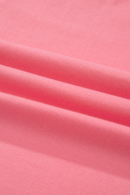 Peach Blossom Solid Color Raw Seam Detail Ruffle Hem Plus Size T Shirt