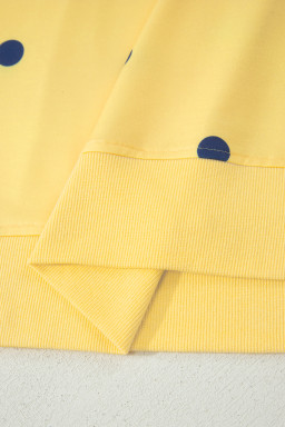 Yellow Polka Dot Print Crossed Seam Detail Oversize Tee