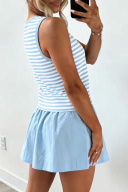 Sky Blue Stripe Two Piece Dresses