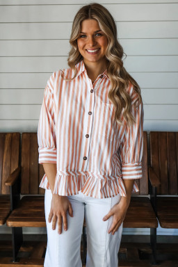 Khaki Stripe Blouses & Shirts