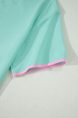 Moonlight Jade Colorblock Edge Drop Shoulder T Shirt and Skort 2Pcs Set