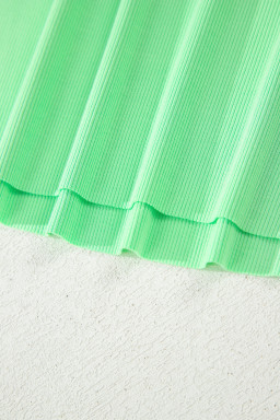 Green Slim Tank Top Elastic Waist Mini Skort 2pcs Outfit