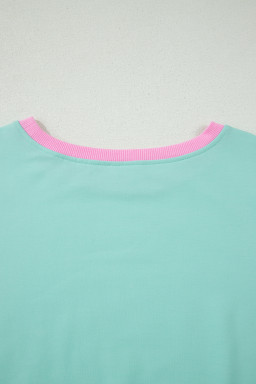 Moonlight Jade Colorblock Edge Drop Shoulder T Shirt and Skort 2Pcs Set