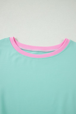Moonlight Jade Colorblock Edge Drop Shoulder T Shirt and Skort 2Pcs Set
