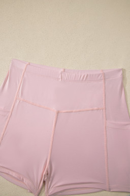 Pink Solid Color Tunic Tank Dress Athletic Shorts Two Piece Set