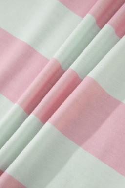 Pink Stripe Exposed Seam Ribbed Patchwork Oversized Tee
