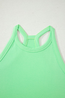 Green Slim Tank Top Elastic Waist Mini Skort 2pcs Outfit