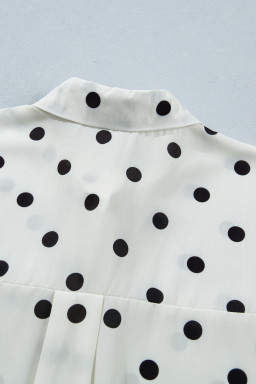 Beige Polka Dot Print Loose Dolman Shirt