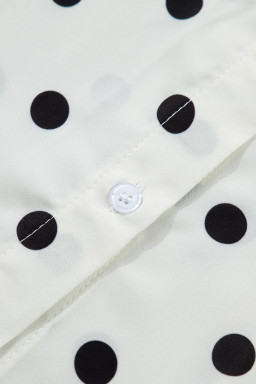 Beige Polka Dot Print Loose Dolman Shirt