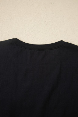 Black Varsity Striped Short Sleeve Crew Neck T Shirt
