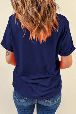 Blue Faux Patchwork Patriotic Bow Graphic Tee