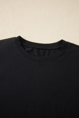Black Varsity Striped Short Sleeve Crew Neck T Shirt