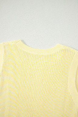 Yellow Cream Solid Color Cropped Knit Knot Back Cutout Sweater Tank