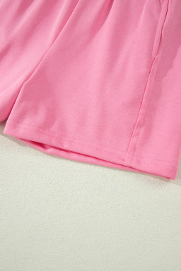 Sachet Pink Slim Tank Top Elastic High Waist Shorts 2pcs Outfit