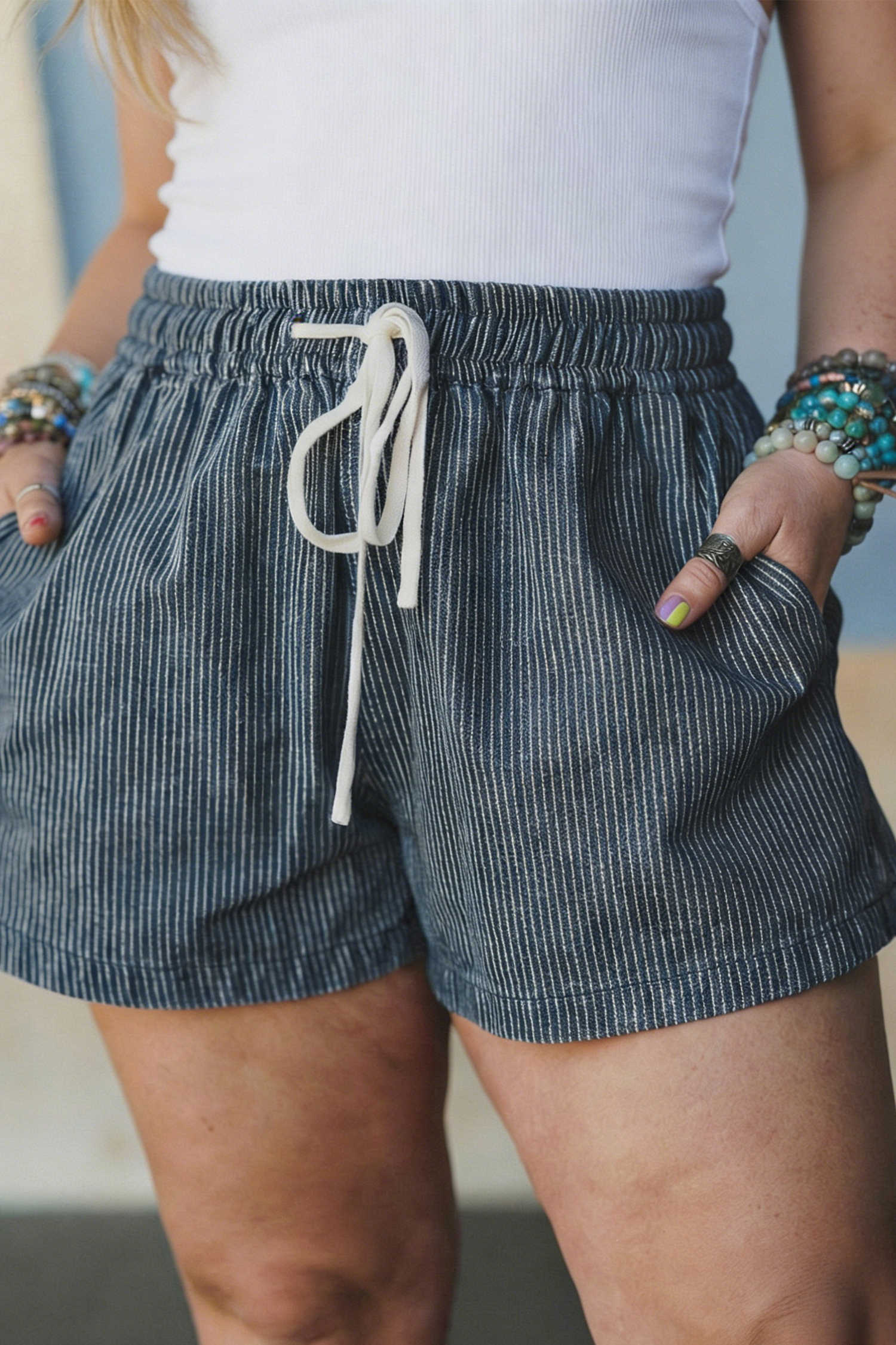 Blue Stripe Plus Size Bottoms