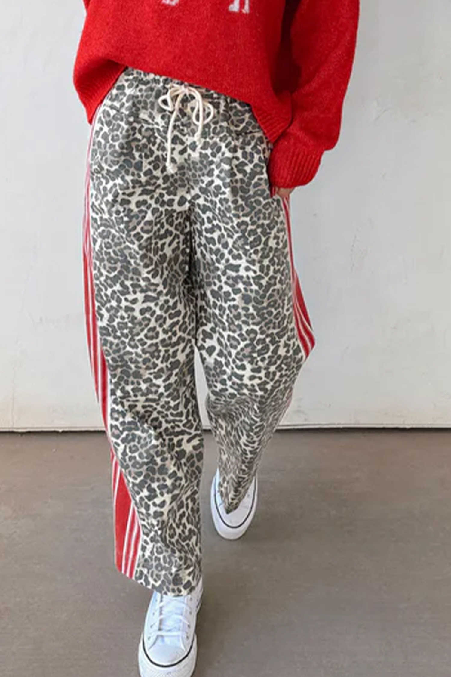 Brown Leopard Camouflage Patchwork Ankle-Length Casual Pants