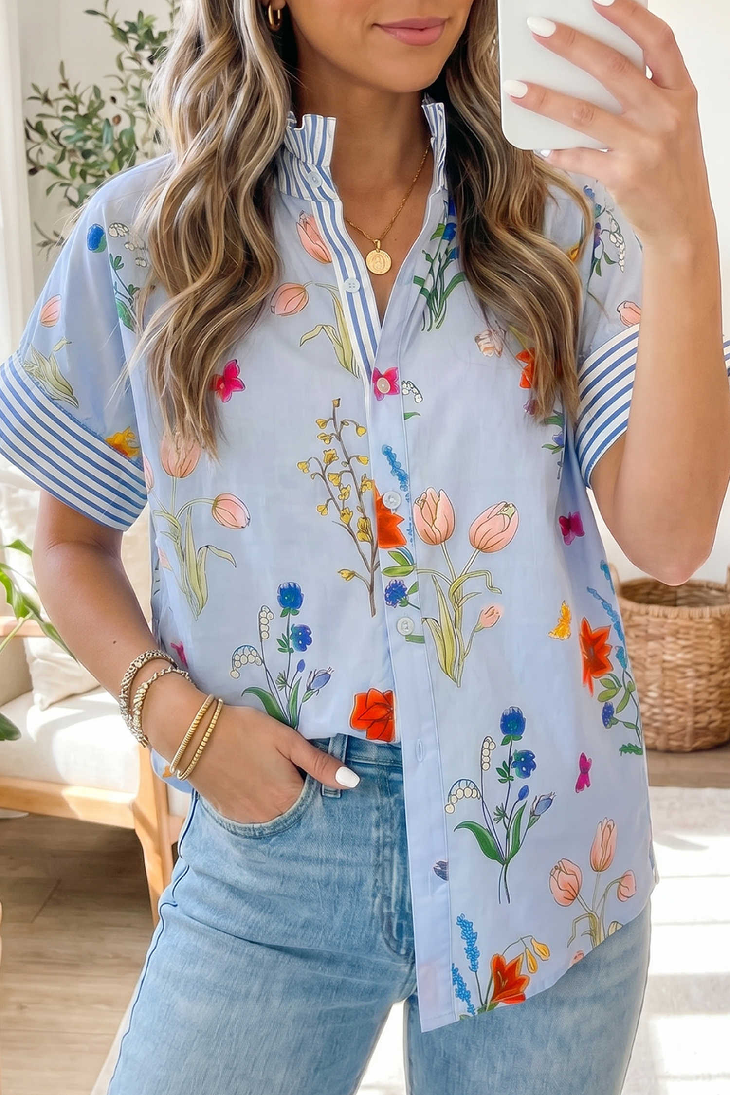 Sky Blue Blouses & Shirts