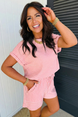 Pink Stripe Short Sets
